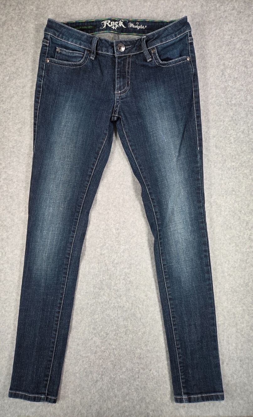 Rock 47 by Wrangler Ultra Low Rise Skinny Jeans Dark Wash 27x33 WHS95PN denim